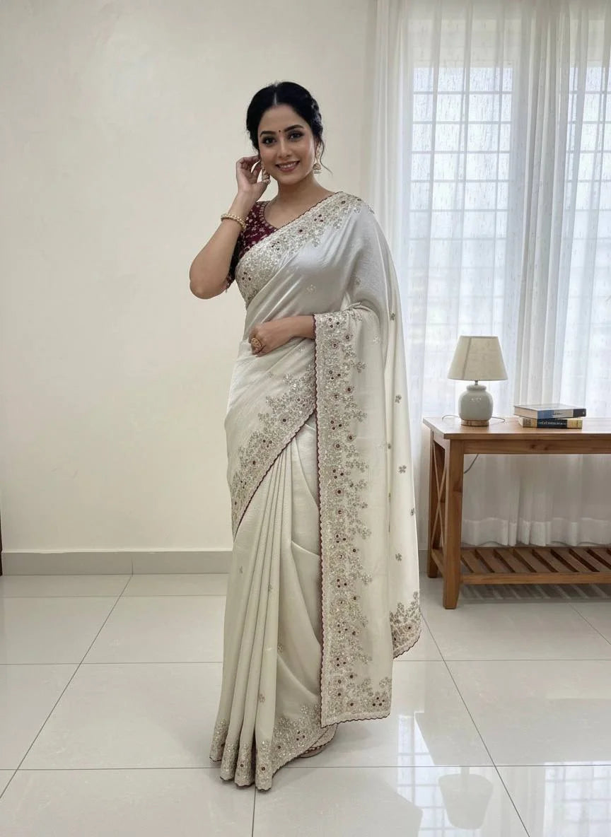 Timeless Jimmy Choo Sequence Work Saree with Heavy Banglori Blouse