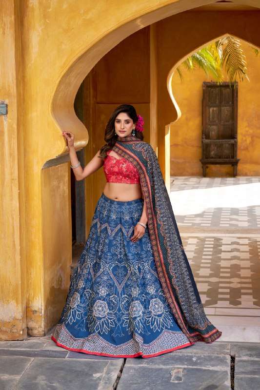 Luxury Printed Vaishali Silk Lehenga with Maslin Silk Dupatta