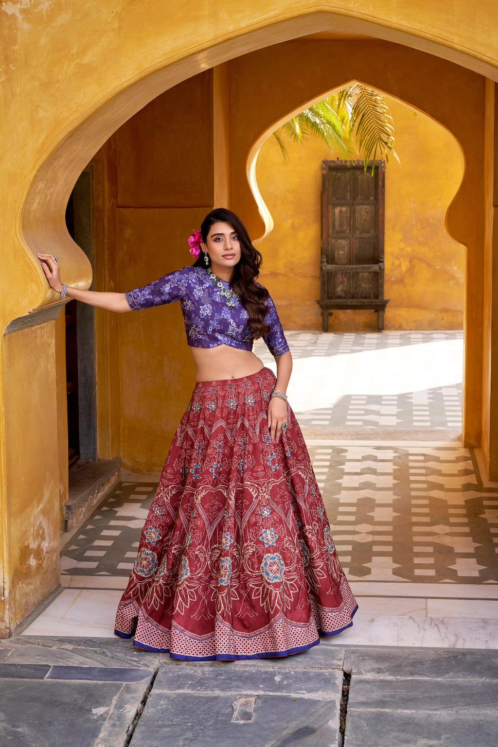 Traditional Vaishali Silk Lehenga with Heavy Flare & Lace Work