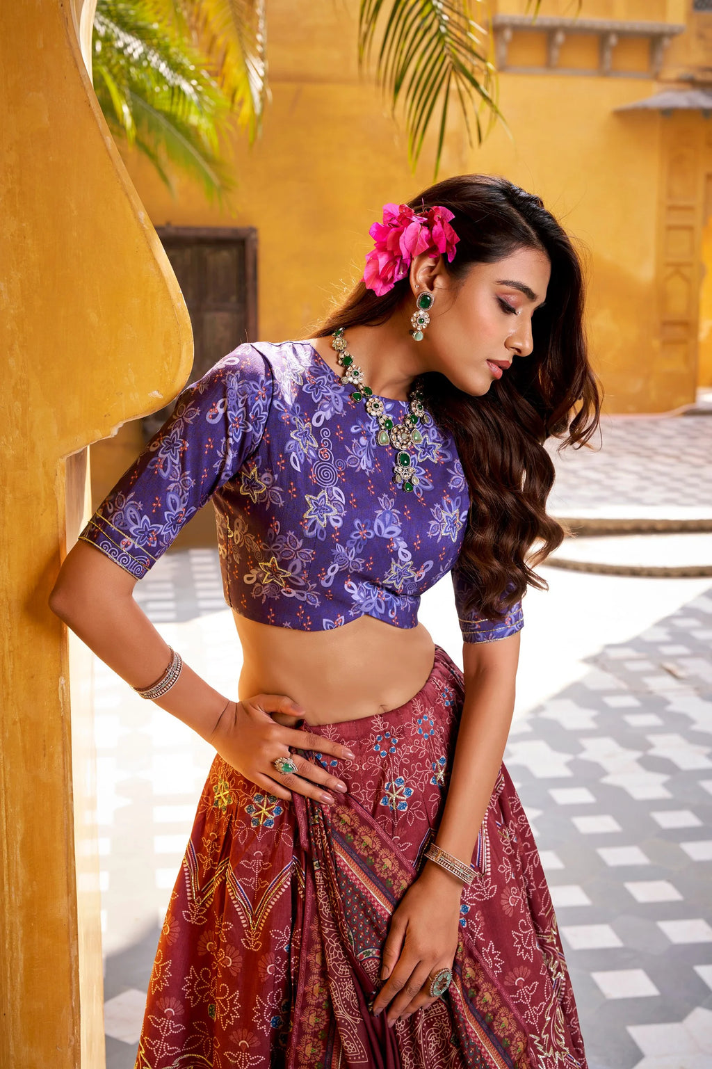 Traditional Vaishali Silk Lehenga with Heavy Flare & Lace Work