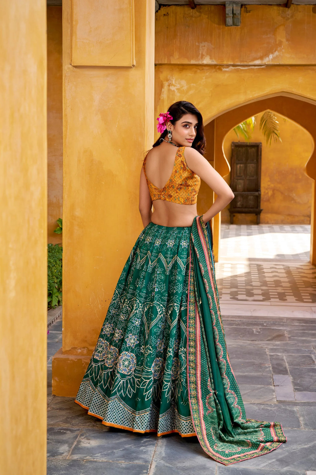 Vaishali Silk Printed Lehenga Choli with Gotta Patti Work