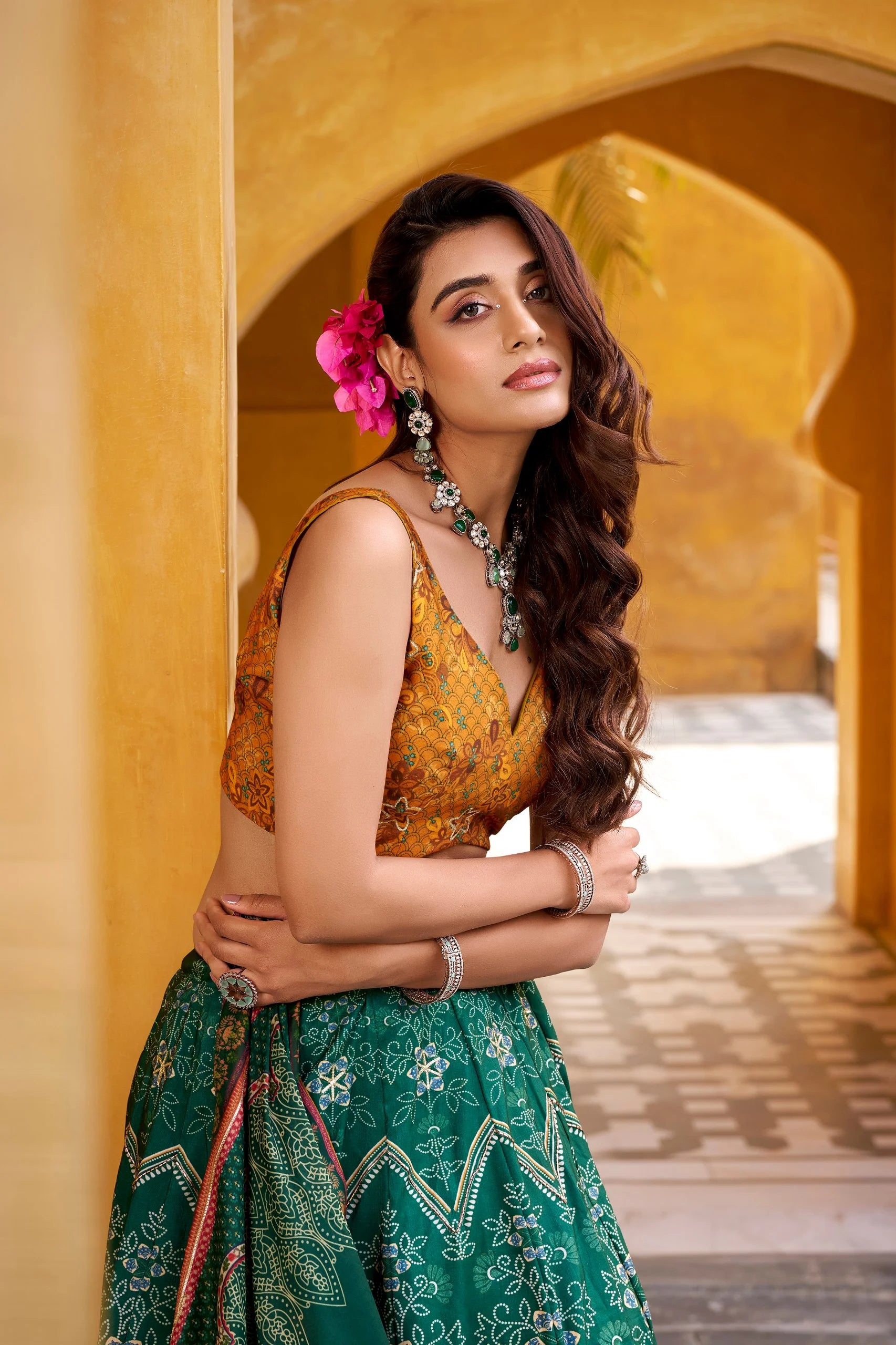 Vaishali Silk Printed Lehenga Choli with Gotta Patti Work