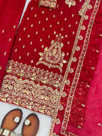 Stylish Crunchy Silk Embroidery Suit with Elastic Pant & Dupatta