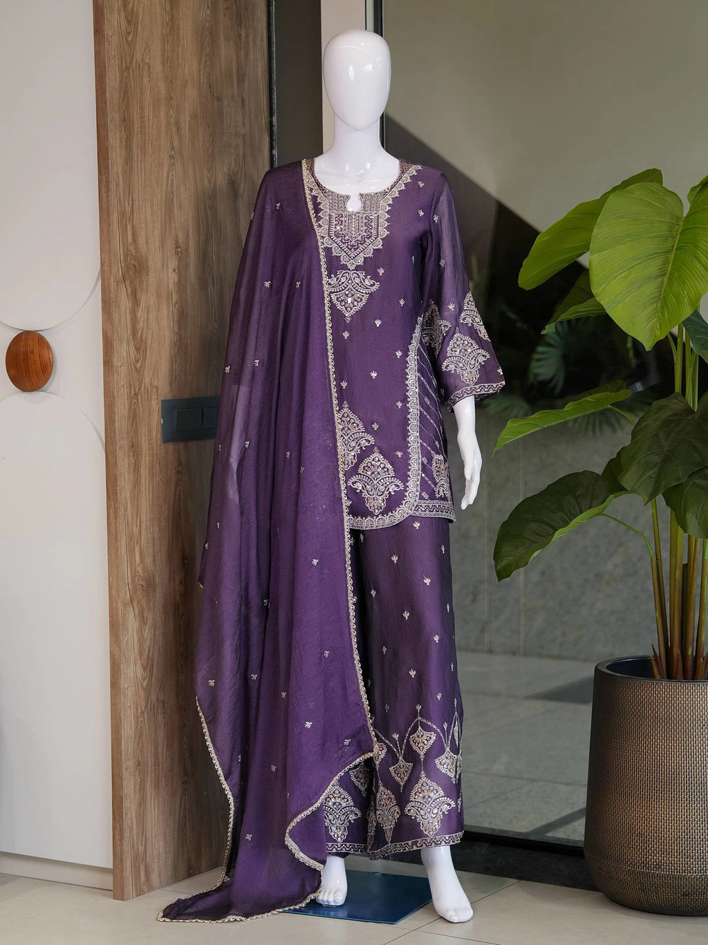 Trendy Rangoli Crush Kurta Palazzo Set For Eid Festival Fashion