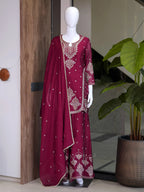 Gorgeous Eid Collection Rangoli Crush Red Kurti Palazzo Suit For Women
