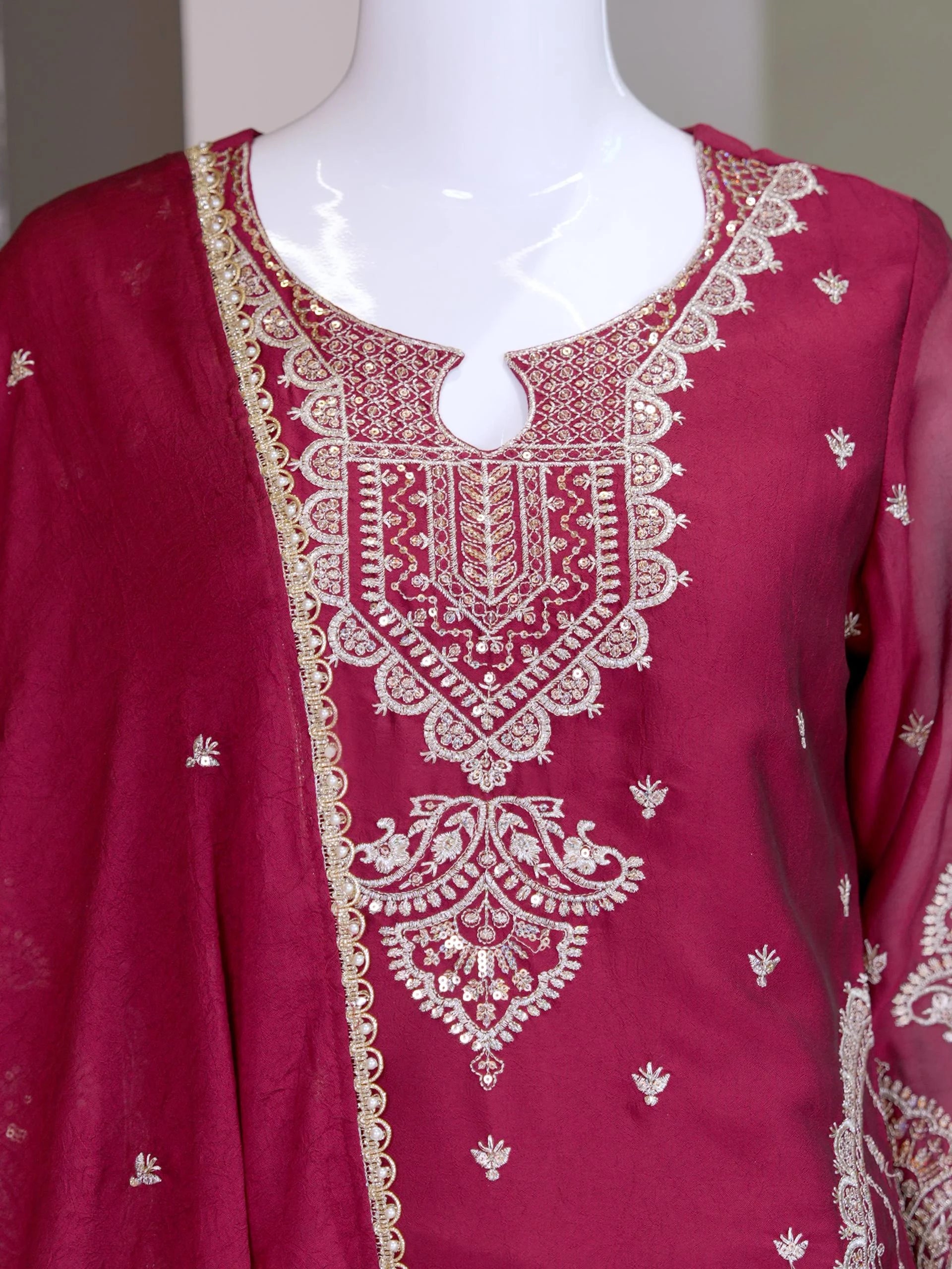 Gorgeous Eid Collection Rangoli Crush Red Kurti Palazzo Suit For Women