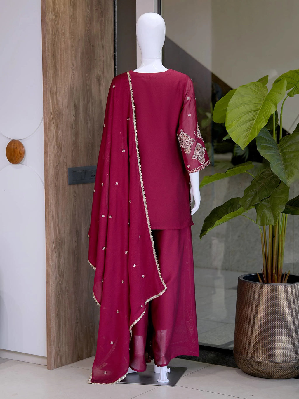 Gorgeous Eid Collection Rangoli Crush Red Kurti Palazzo Suit For Women
