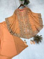Premium Faux Georgette 3-Piece Set with Sequence Work Shrug