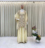 Elegant Faux Georgette Top Plazzo Shrug Set with Tassels