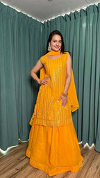 Stunning Georgette Lehenga-Top Set with Heavy Mirror & Pagdi Work