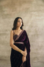 Premium Velvet Saree Set with Full Sequence & Dori Work
