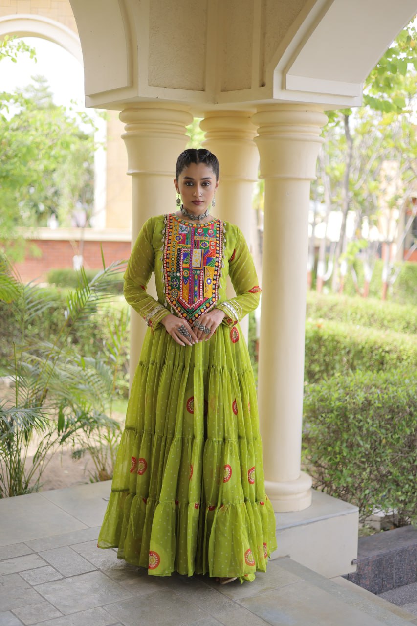 Dandiya Night Designer Long Gown - Premium Traditional Celebration Outfit
