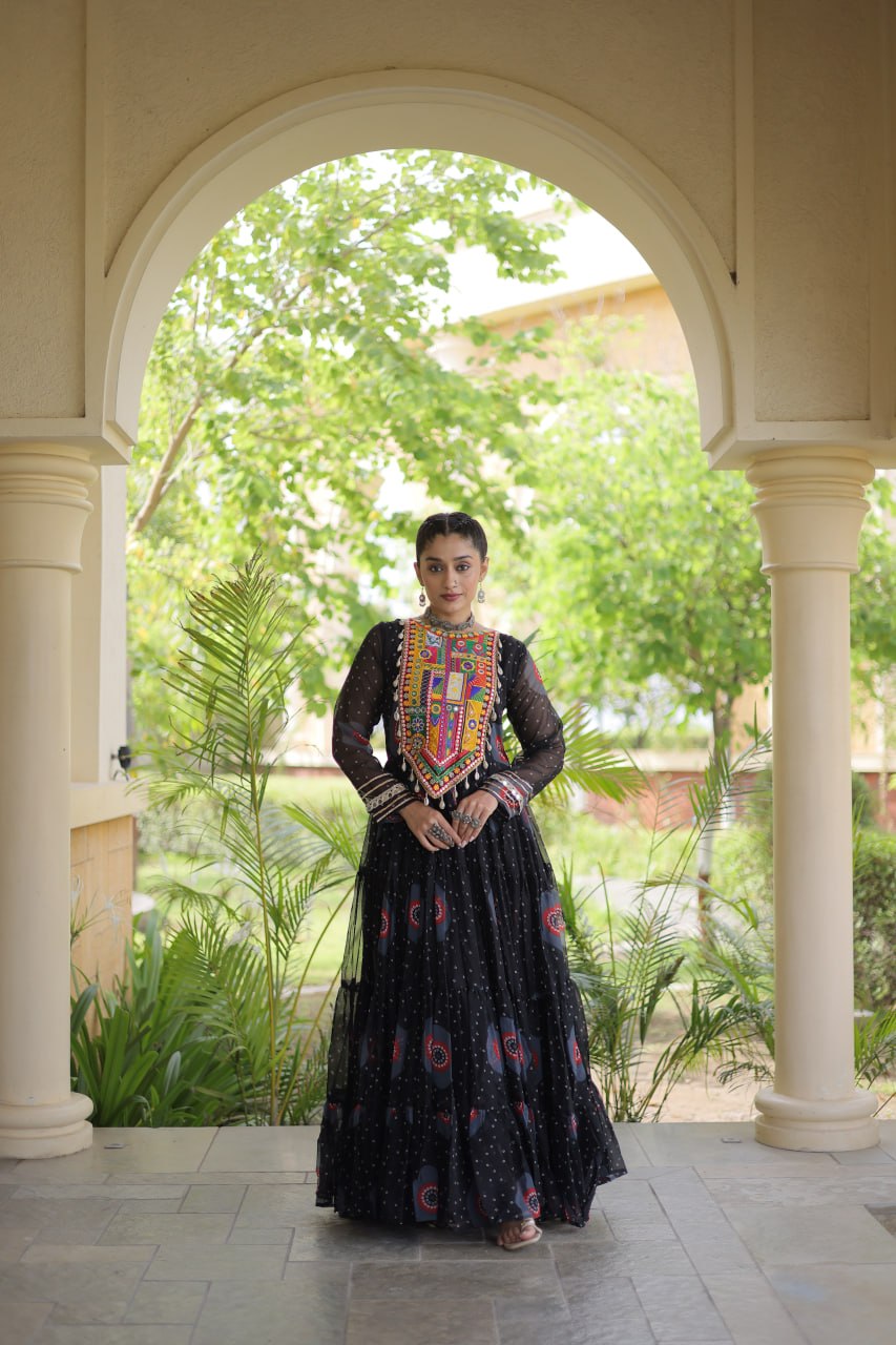 Dandiya Night Designer Long Gown - Premium Traditional Celebration Outfit