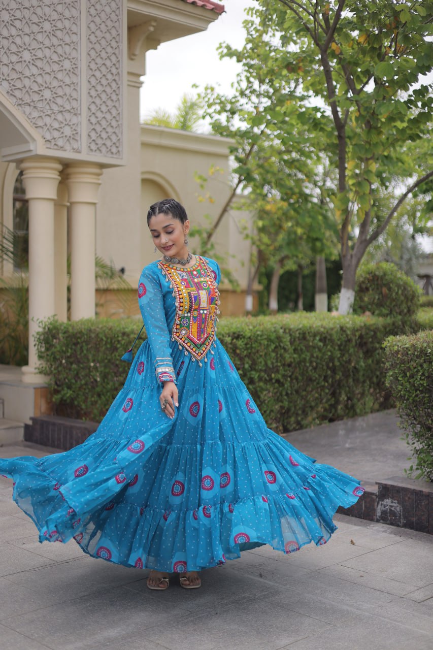 Dandiya Night Designer Long Gown - Premium Traditional Celebration Outfit