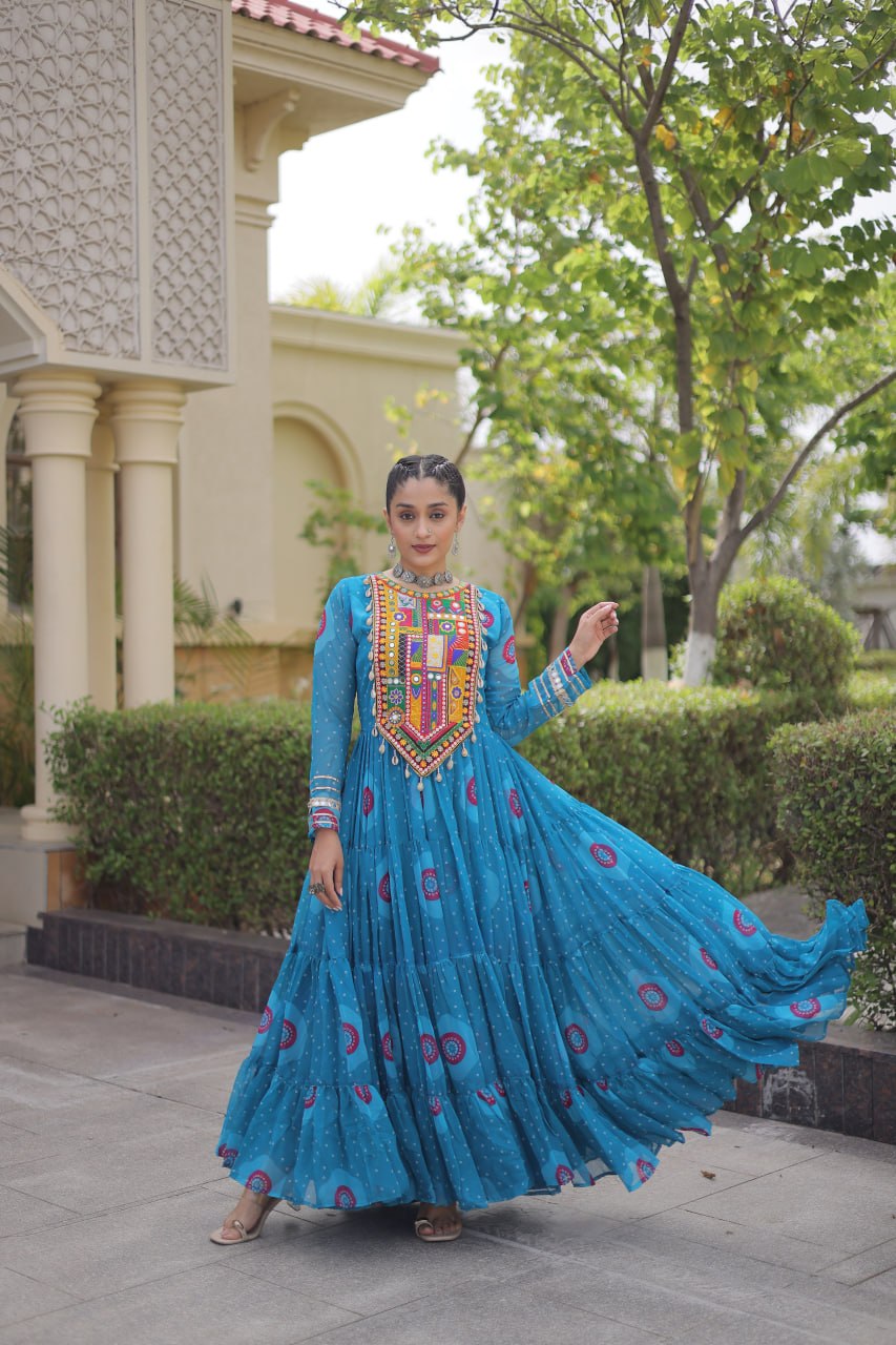 Dandiya Night Designer Long Gown - Premium Traditional Celebration Outfit