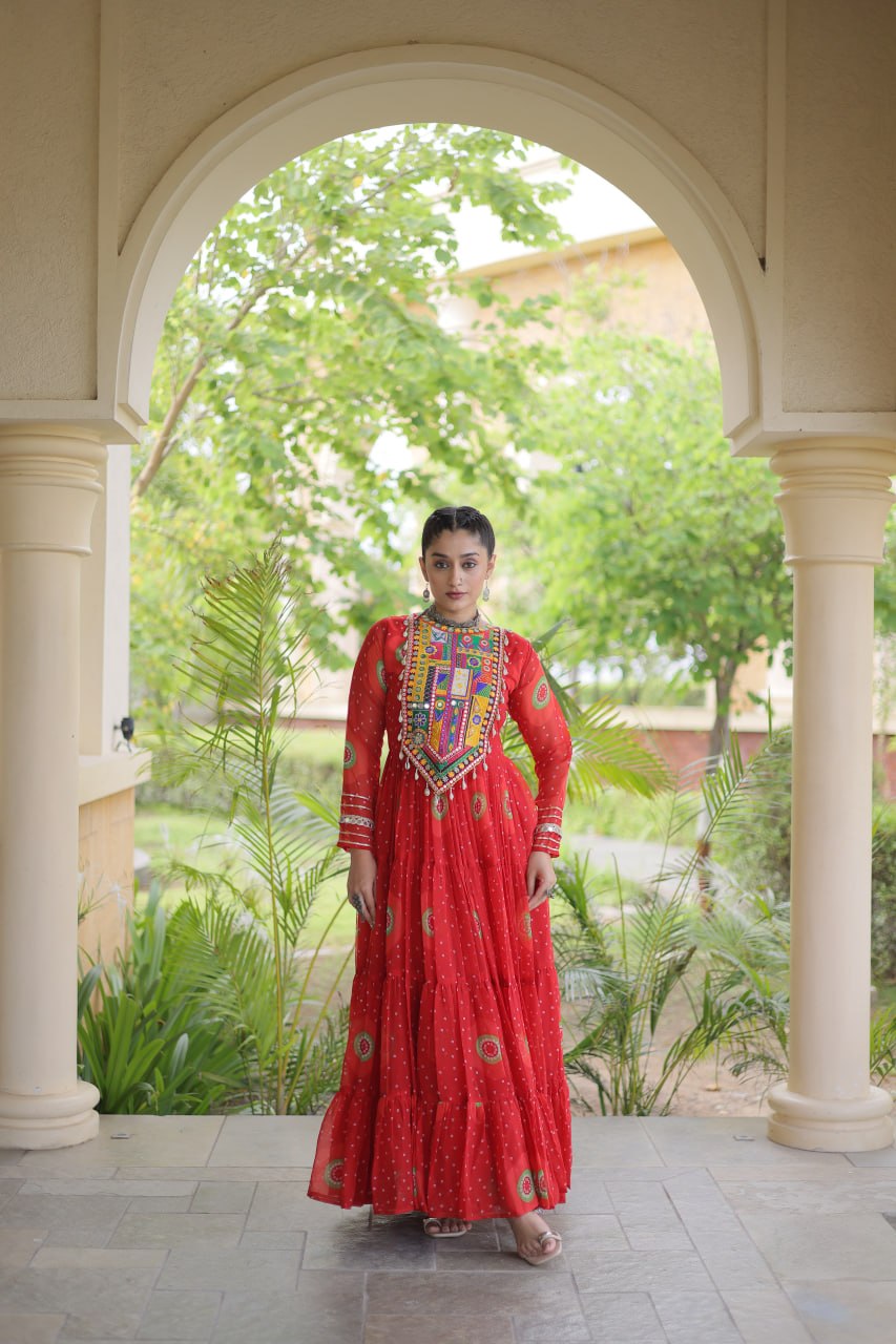Dandiya Night Designer Long Gown - Premium Traditional Celebration Outfit