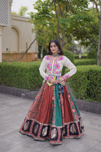 Cotton Festive Lehenga With kutchi patchework Blouse Perfect For Navratri