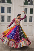 Rangrez Multicolor Georgette Kutchi Gamthi Work Lehenga Choli - Garba Dandiya Festive Wear