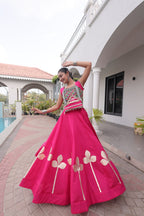 Silk Pan-Patti Gota Pattern mirror work Lehenga With Blouse For Dandiya Night