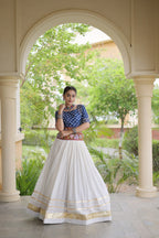 Cotton Gota-Patti & Lace work Lehegna With Bandhej Print Blouse For Navratri Festival