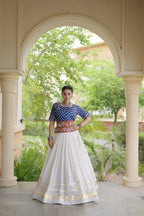Cotton Gota-Patti & Lace work Lehegna With Bandhej Print Blouse For Navratri Festival
