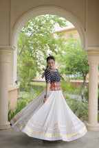 Cotton Gota-Patti & Lace work Lehegna With Bandhej Print Blouse For Navratri Festival
