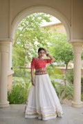 Cotton Gota-Patti & Lace work Lehegna With Bandhej Print Blouse For Navratri Festival