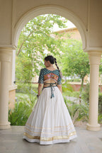 Cotton Gota-Patti & Lace work Lehegna With Bandhej Print Blouse For Navratri Festival