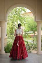 Cotton Navratri Heart thread Embroidery work Lehenga Blouse For Garba Nights