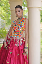 Cotton Navratri Heart thread Embroidery work Lehenga Blouse For Garba Nights