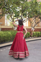 Rayon With Attractive Mukesh-work With Patti Lace work Lehenga , Blouse For Navratri