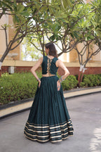 Rayon With Attractive Mukesh-work With Patti Lace work Lehenga , Blouse For Navratri