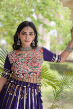 Designer Reyon Gota Patti work Lehegna With embroidered Real Mirror work Blouse For Garba Night