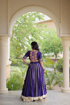Designer Reyon Gota Patti work Lehegna With embroidered Real Mirror work Blouse For Garba Night