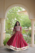 Designer Reyon Gota Patti work Lehegna With embroidered Real Mirror work Blouse For Garba Night