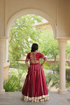 Designer Reyon Gota Patti work Lehegna With embroidered Real Mirror work Blouse For Garba Night