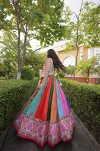 Designer Cotton Printed Mirror Work Lehenga Choli with Kutchi Gamthi Blouse for Garba