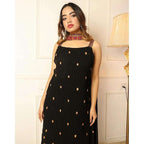 Women's Georgette Embroidery Straight Kurta with Dupatta Bottom Set