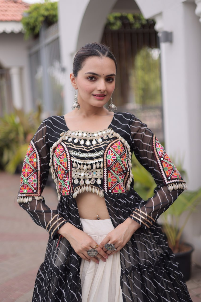 Festive Indian Ethnic Kurti With Lehenga - Elegant Garba Dance Celebration Style