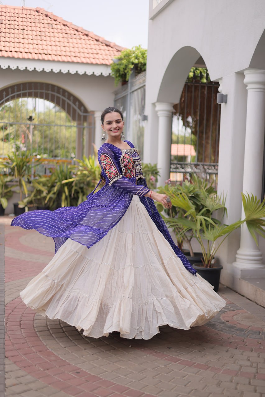 Festive Indian Ethnic Kurti With Lehenga - Elegant Garba Dance Celebration Style