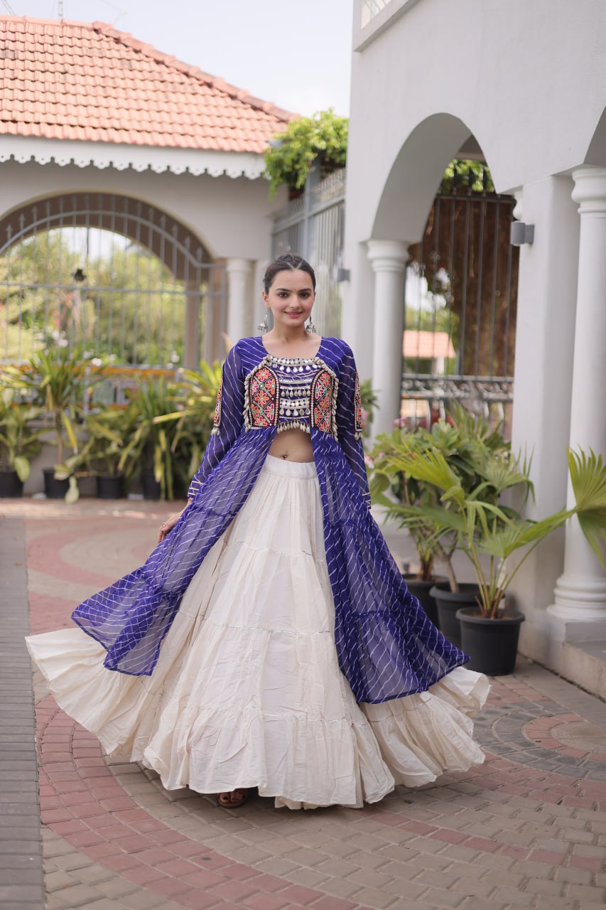 Festive Indian Ethnic Kurti With Lehenga - Elegant Garba Dance Celebration Style