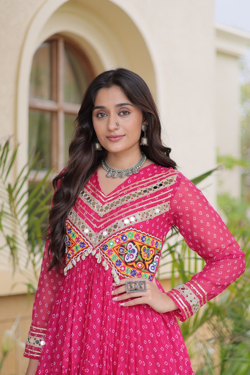 Dandiya Night Designer Long Gown - Premium Traditional Celebration Outfit