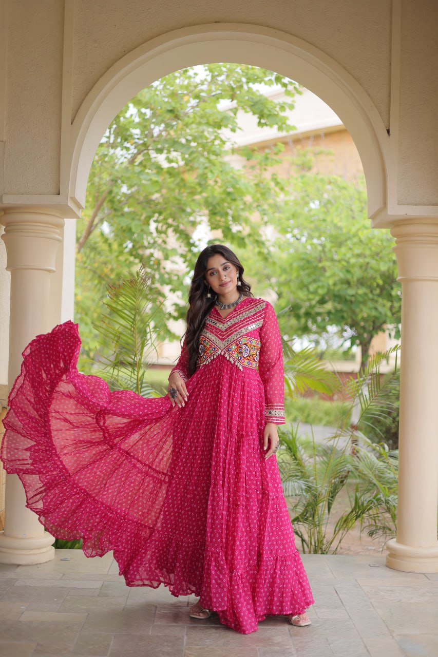 Dandiya Night Designer Long Gown - Premium Traditional Celebration Outfit