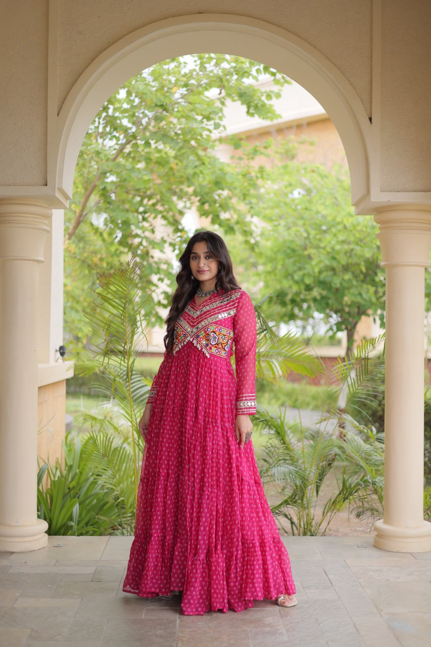 Dandiya Night Designer Long Gown - Premium Traditional Celebration Outfit