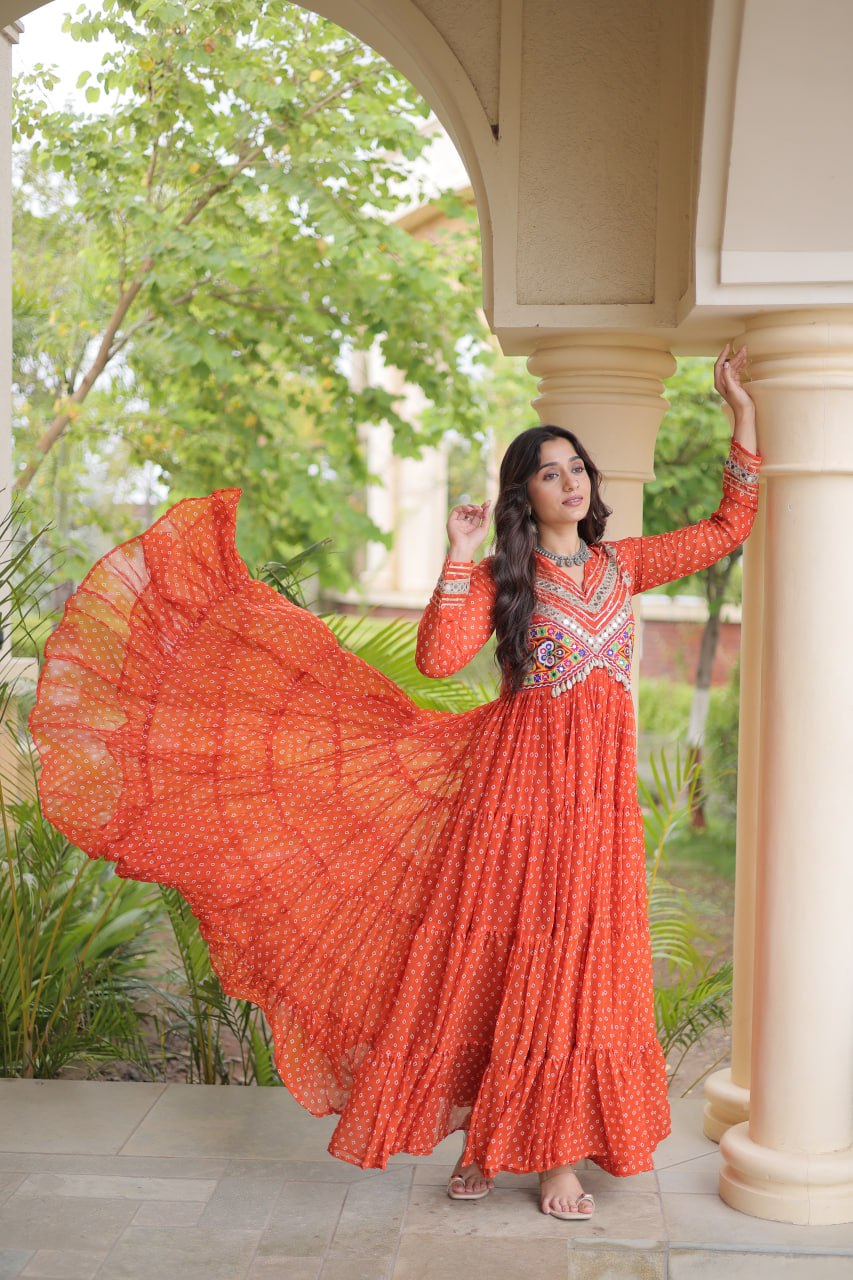 Dandiya Night Designer Long Gown - Premium Traditional Celebration Outfit
