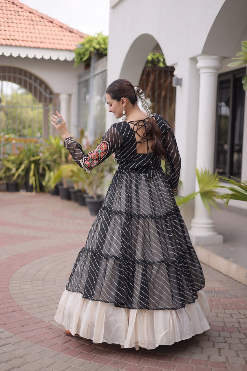 Festive Indian Ethnic Kurti With Lehenga - Elegant Garba Dance Celebration Style
