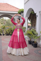 Festive Indian Ethnic Kurti With Lehenga - Elegant Garba Dance Celebration Style
