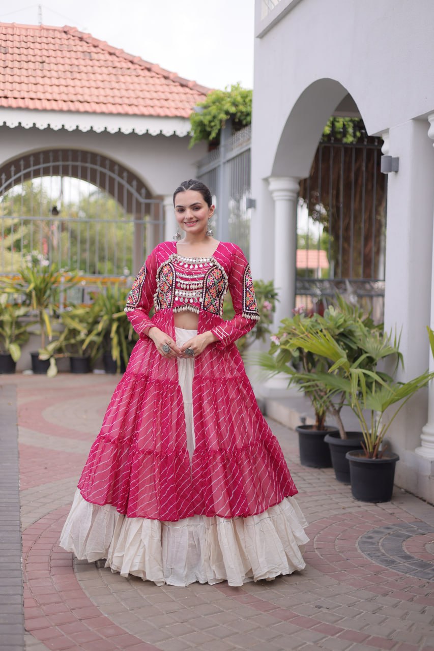Festive Indian Ethnic Kurti With Lehenga - Elegant Garba Dance Celebration Style
