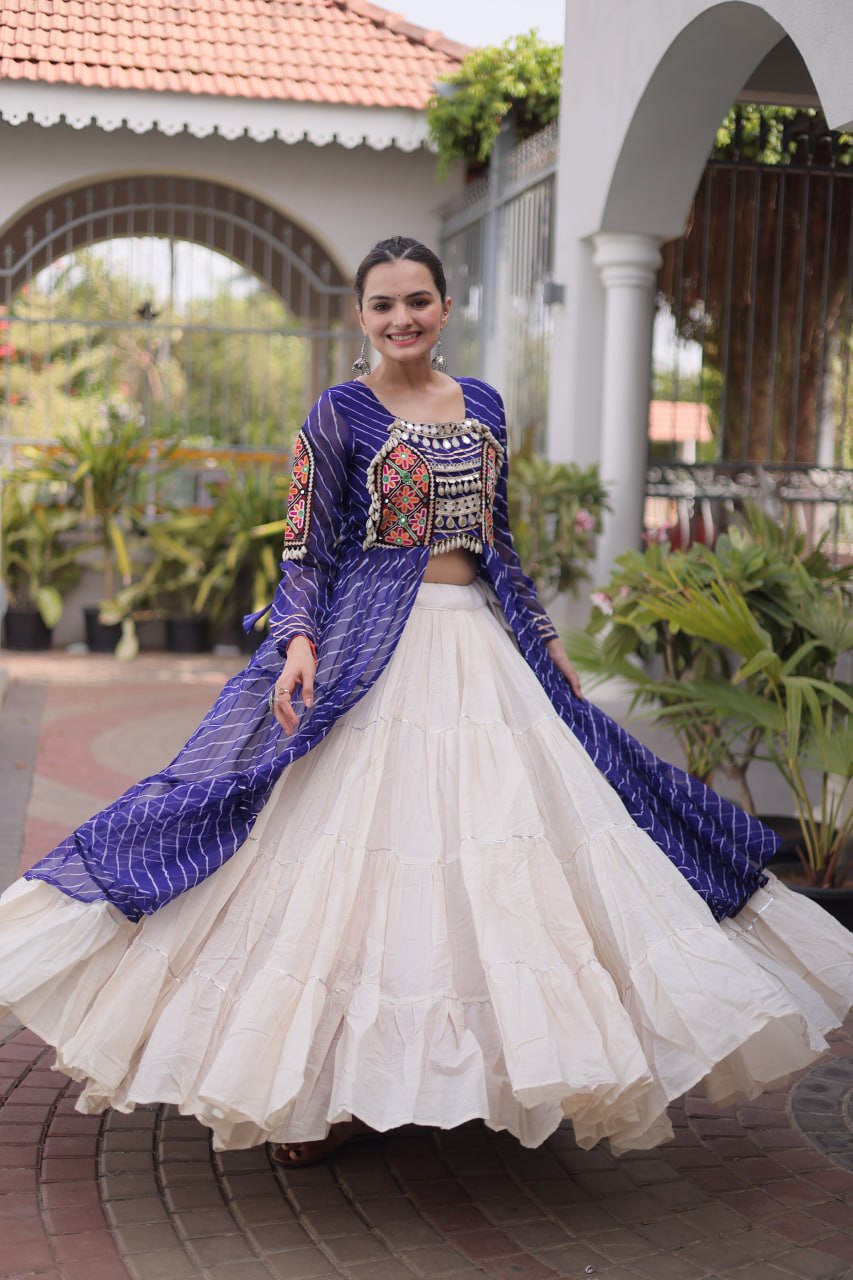Festive Indian Ethnic Kurti With Lehenga - Elegant Garba Dance Celebration Style