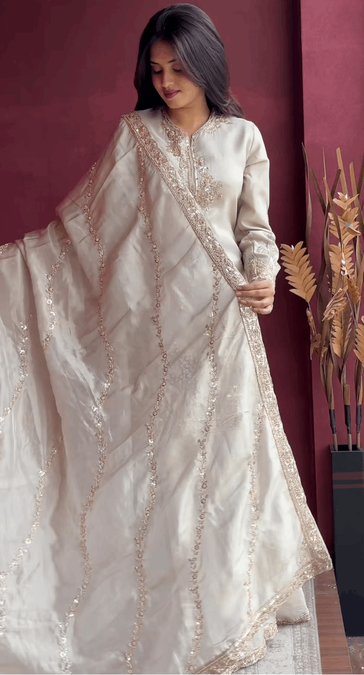 Dreamy Designer Ivory Kurta Palazzo Set for Weddings and Celebrations